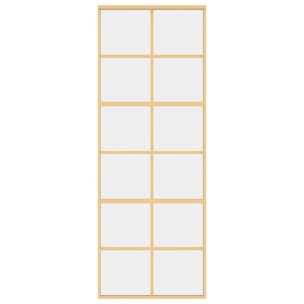 Sliding Door Gold 76x205 cm Clear ESG Glass and Aluminium
