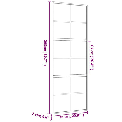 Sliding Door Gold 76x205 cm Clear ESG Glass and Aluminium