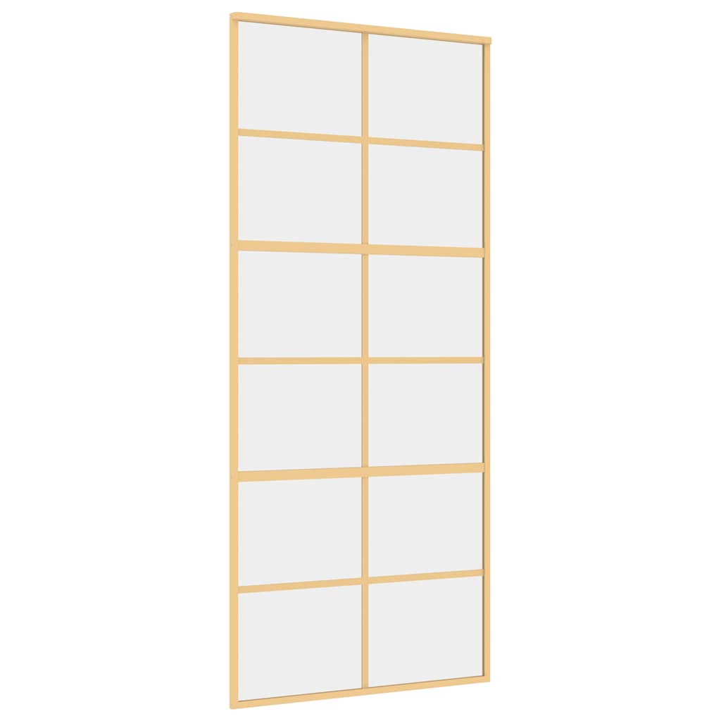 Sliding Door Gold 90x205 cm Clear ESG Glass and Aluminium