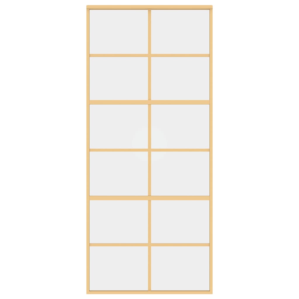 Sliding Door Gold 90x205 cm Clear ESG Glass and Aluminium