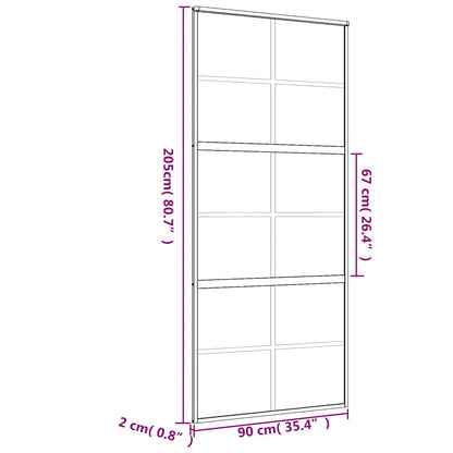 Sliding Door Gold 90x205 cm Clear ESG Glass and Aluminium
