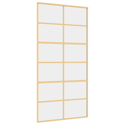 Sliding Door Gold 102.5x205 cm Clear ESG Glass and Aluminium