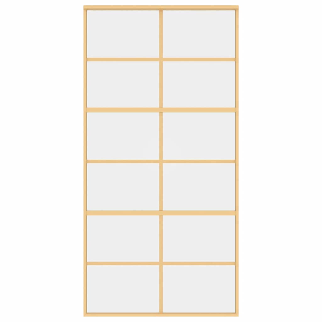 Sliding Door Gold 102.5x205 cm Clear ESG Glass and Aluminium