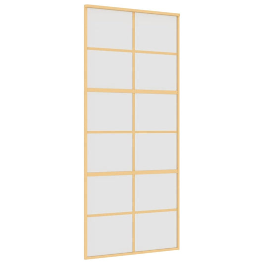 Sliding Door Gold 90x205 cm Frosted ESG Glass and Aluminium