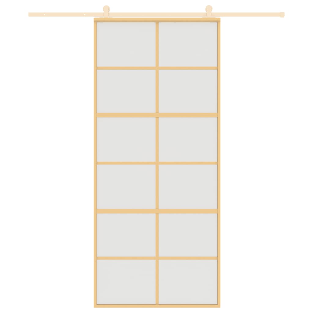 Sliding Door Gold 90x205 cm Frosted ESG Glass and Aluminium