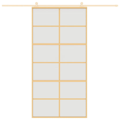 Sliding Door Gold 102.5x205 cm Frosted ESG Glass and Aluminium