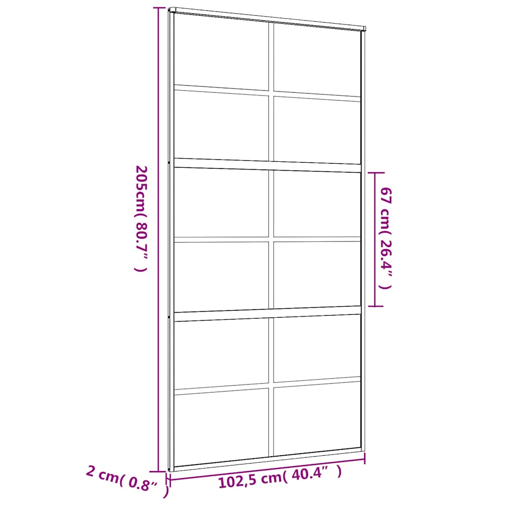 Sliding Door Gold 102.5x205 cm Frosted ESG Glass and Aluminium