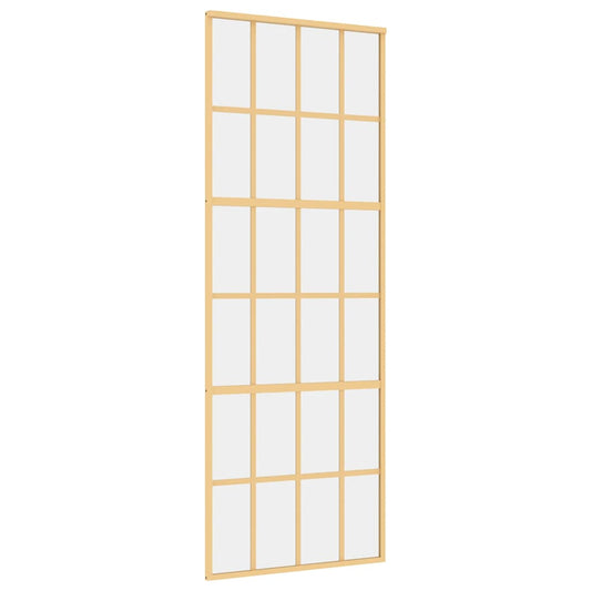 Sliding Door Gold 76x205 cm Clear ESG Glass and Aluminium