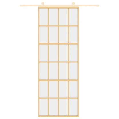 Sliding Door Gold 76x205 cm Clear ESG Glass and Aluminium