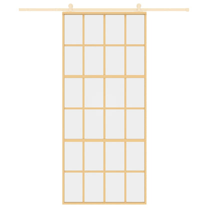 Sliding Door Gold 90x205 cm Clear ESG Glass and Aluminium