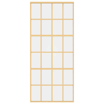 Sliding Door Gold 90x205 cm Clear ESG Glass and Aluminium