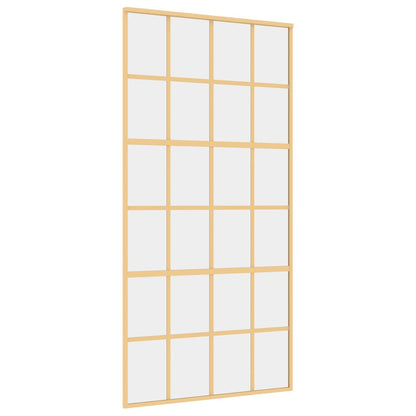 Sliding Door Gold 102.5x205 cm Clear ESG Glass and Aluminium