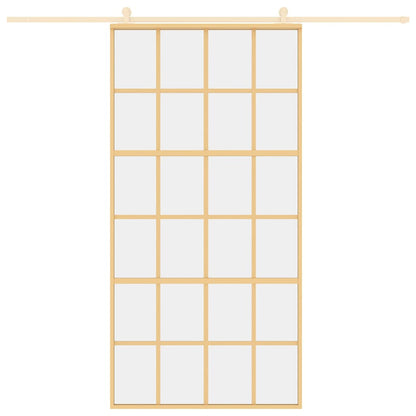 Sliding Door Gold 102.5x205 cm Clear ESG Glass and Aluminium
