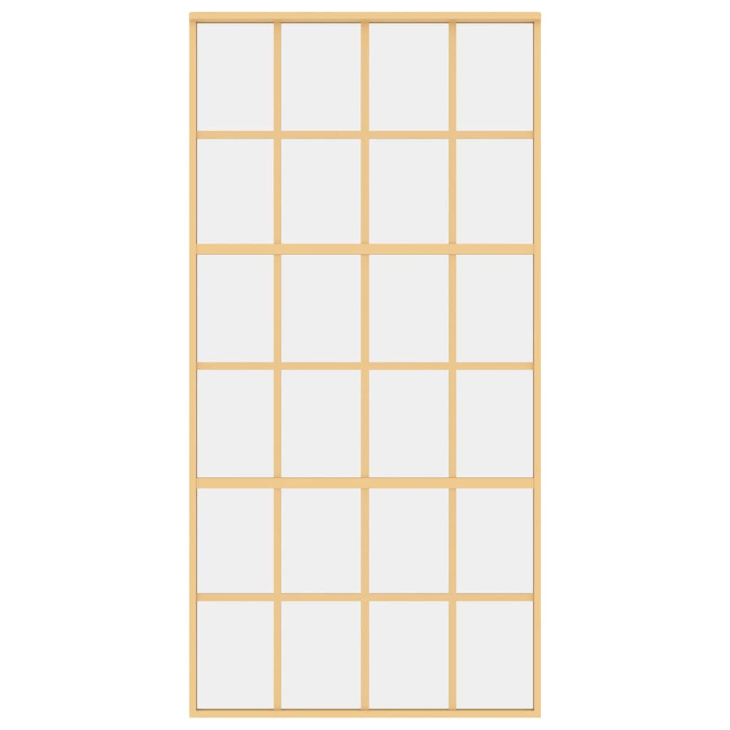 Sliding Door Gold 102.5x205 cm Clear ESG Glass and Aluminium
