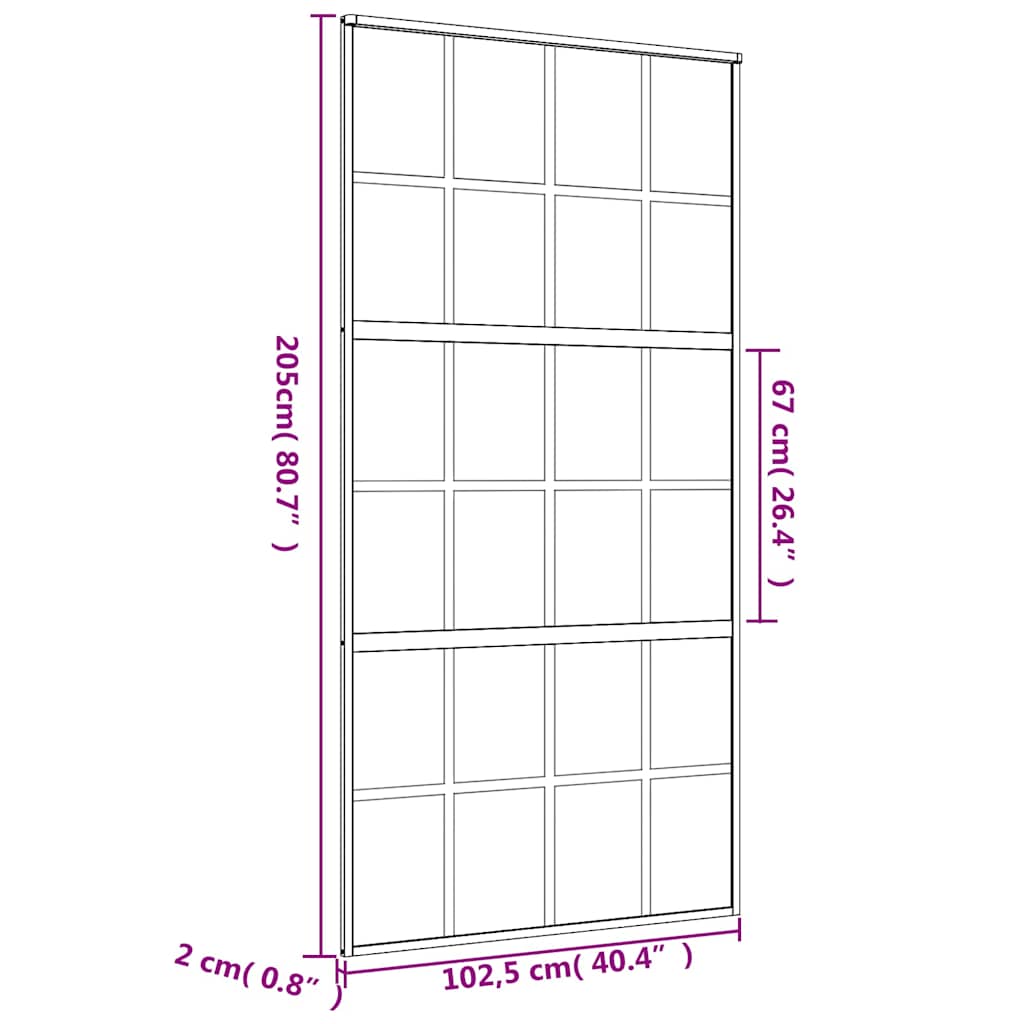 Sliding Door Gold 102.5x205 cm Clear ESG Glass and Aluminium
