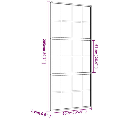 Sliding Door Gold 90x205 cm Frosted ESG Glass and Aluminium