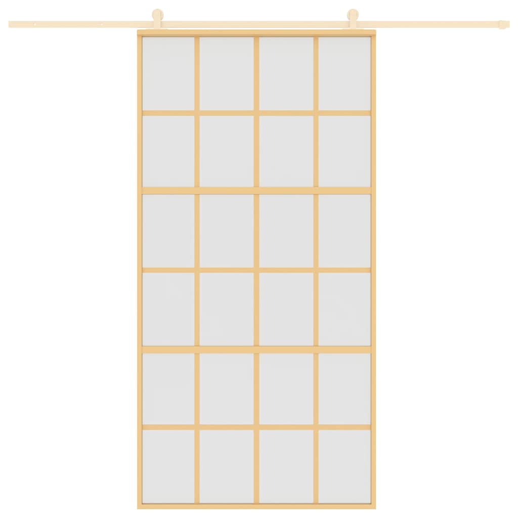 Sliding Door Gold 102.5x205 cm Frosted ESG Glass and Aluminium