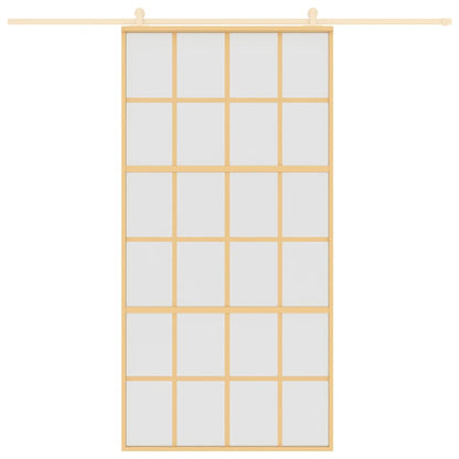 Sliding Door Gold 102.5x205 cm Frosted ESG Glass and Aluminium