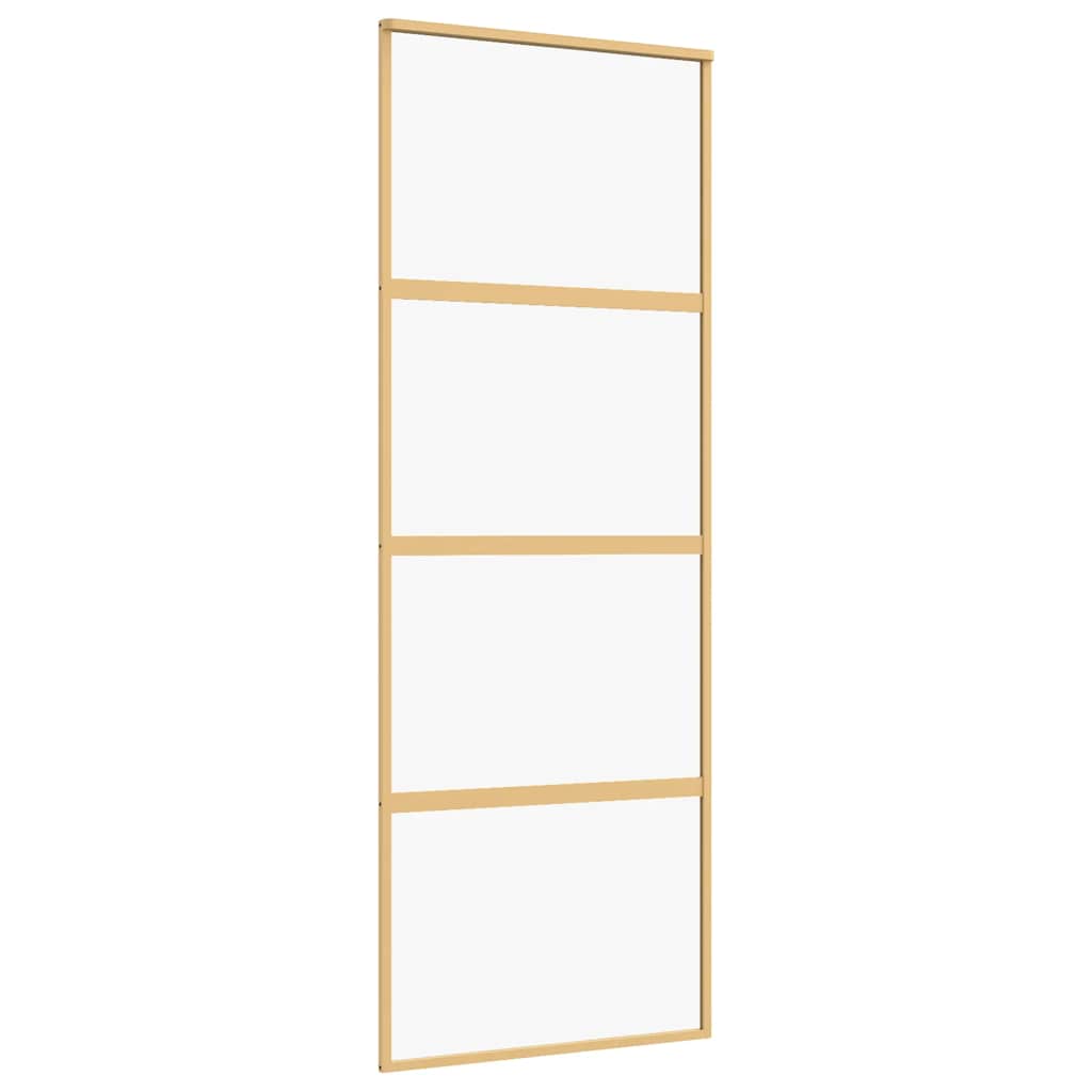 Sliding Door Gold 76x205 cm Clear ESG Glass and Aluminium