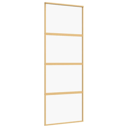 Sliding Door Gold 76x205 cm Clear ESG Glass and Aluminium