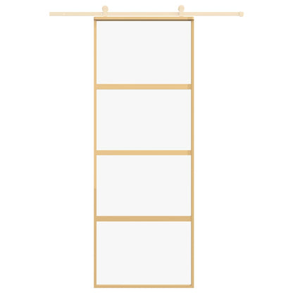 Sliding Door Gold 76x205 cm Clear ESG Glass and Aluminium