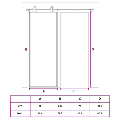 Sliding Door Gold 76x205 cm Clear ESG Glass and Aluminium