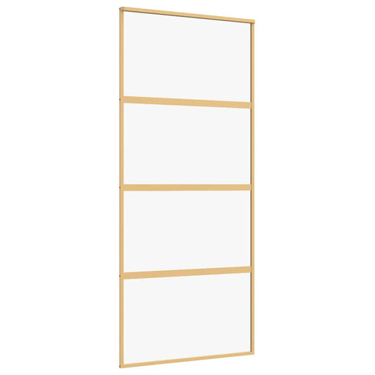 Sliding Door Gold 90x205 cm Clear ESG Glass and Aluminium