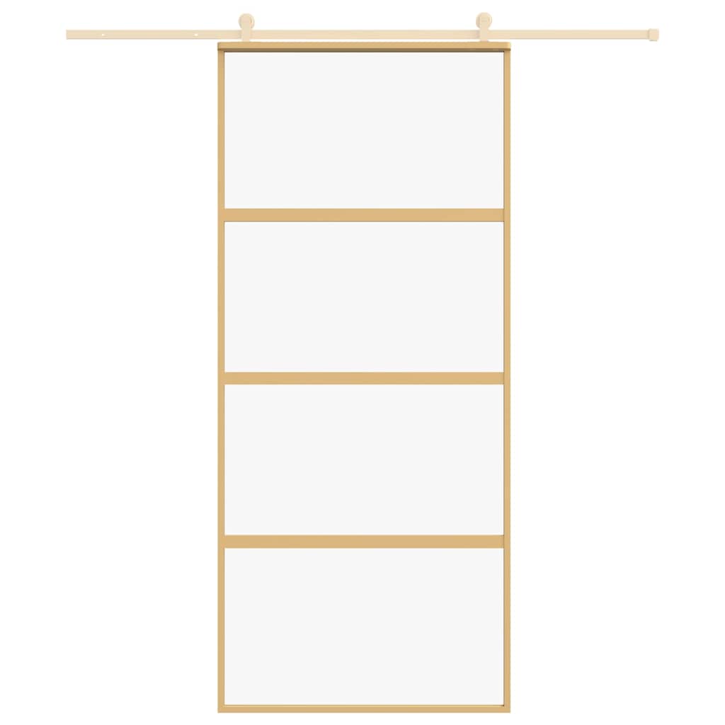 Sliding Door Gold 90x205 cm Clear ESG Glass and Aluminium
