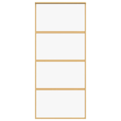 Sliding Door Gold 90x205 cm Clear ESG Glass and Aluminium