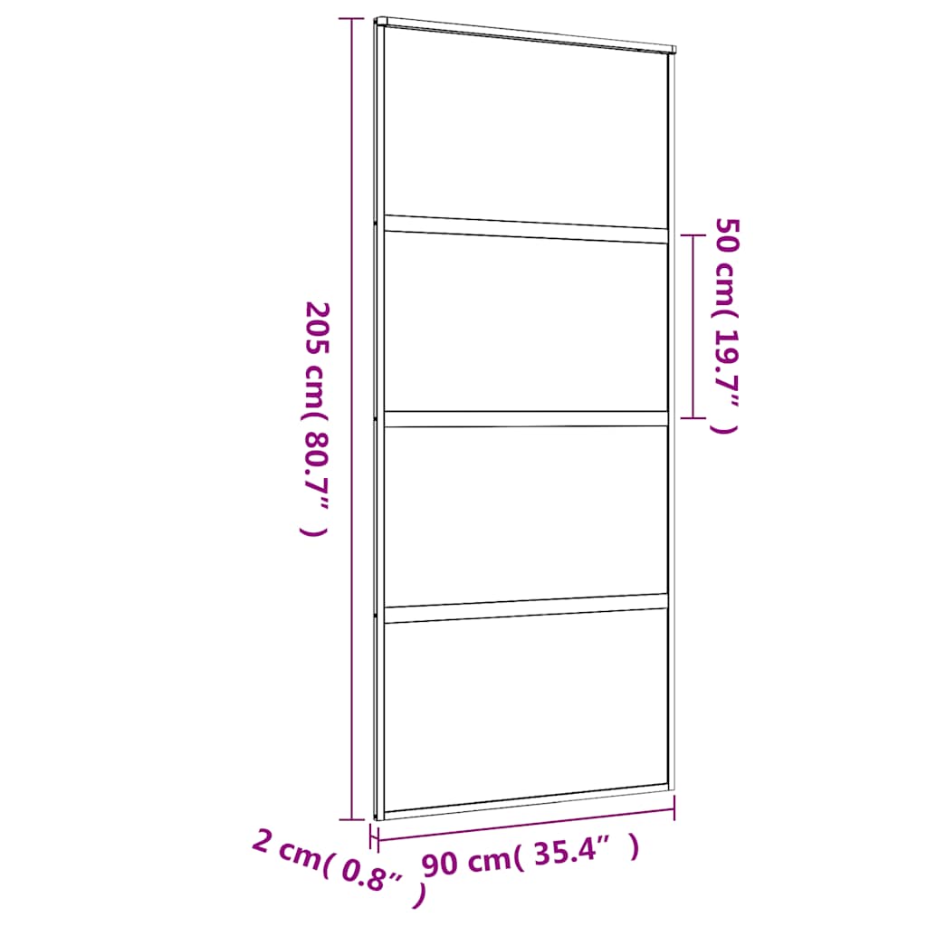 Sliding Door Gold 90x205 cm Clear ESG Glass and Aluminium