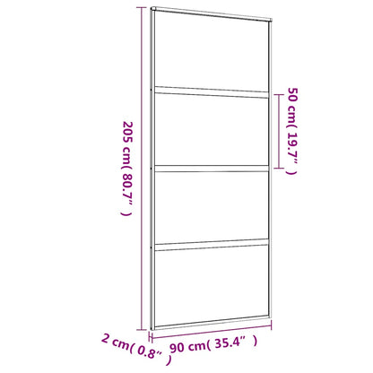 Sliding Door Gold 90x205 cm Clear ESG Glass and Aluminium