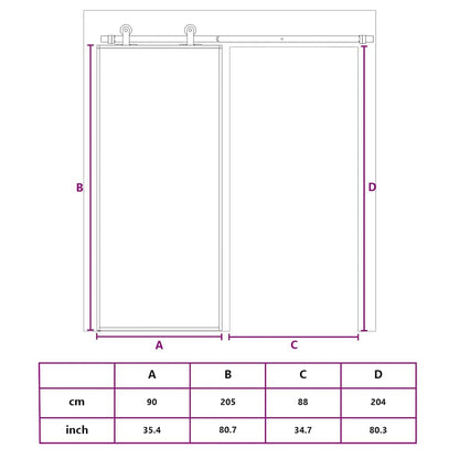 Sliding Door Gold 90x205 cm Clear ESG Glass and Aluminium