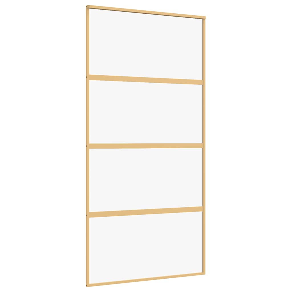Sliding Door Gold 102.5x205 cm Clear ESG Glass and Aluminium