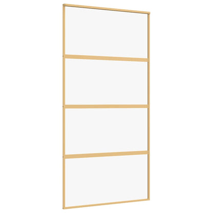 Sliding Door Gold 102.5x205 cm Clear ESG Glass and Aluminium