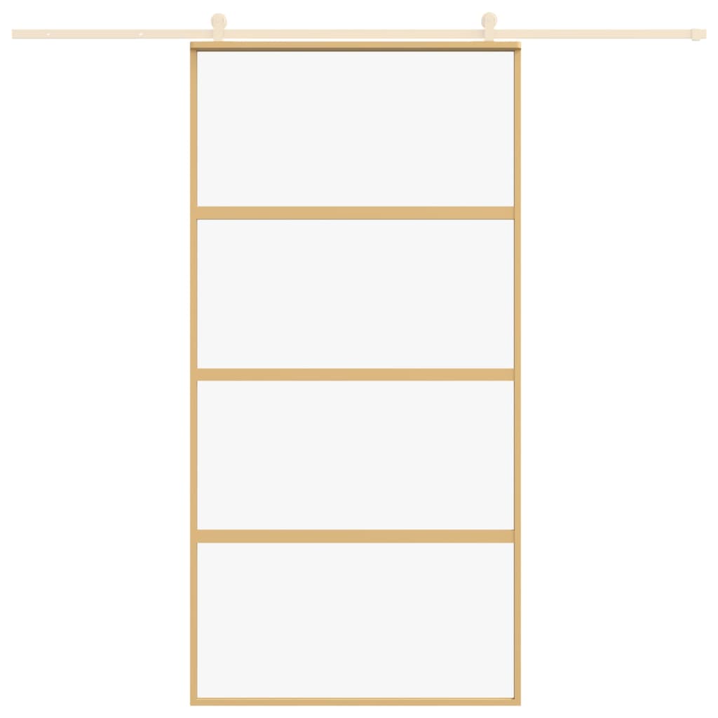 Sliding Door Gold 102.5x205 cm Clear ESG Glass and Aluminium
