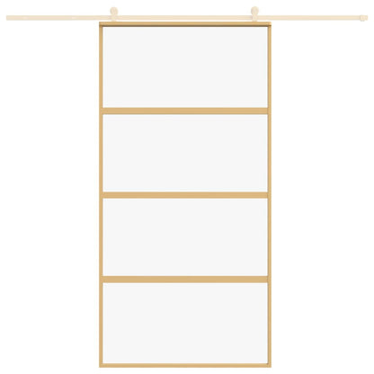 Sliding Door Gold 102.5x205 cm Clear ESG Glass and Aluminium