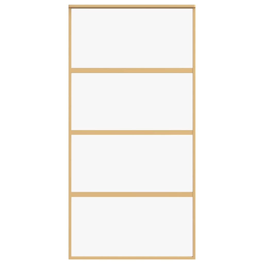 Sliding Door Gold 102.5x205 cm Clear ESG Glass and Aluminium