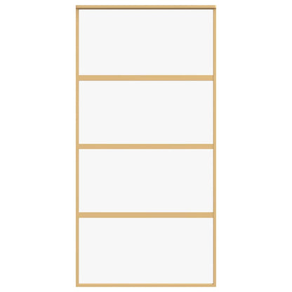 Sliding Door Gold 102.5x205 cm Clear ESG Glass and Aluminium