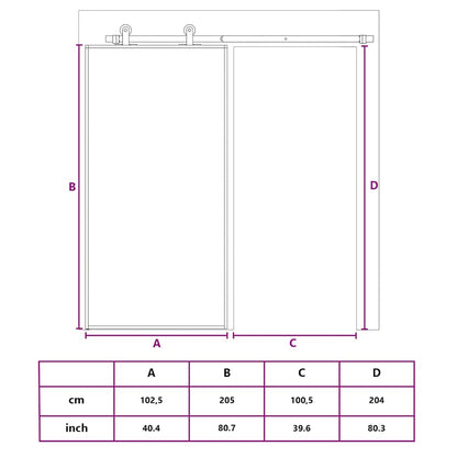 Sliding Door Gold 102.5x205 cm Clear ESG Glass and Aluminium