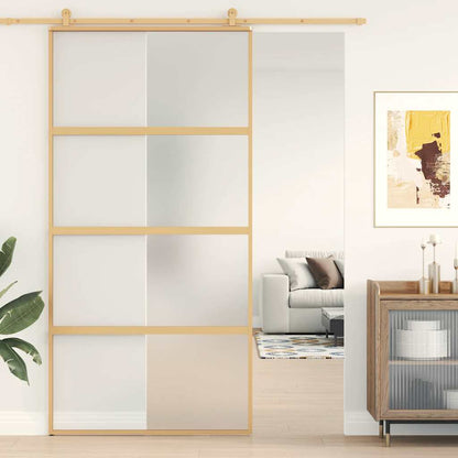 Sliding Door Gold 102,5x205 cm Frosted ESG Glass and Aluminium