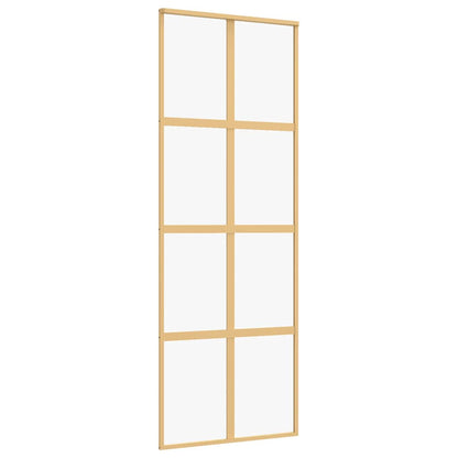 Sliding Door Gold 76x205 cm Clear ESG Glass and Aluminium