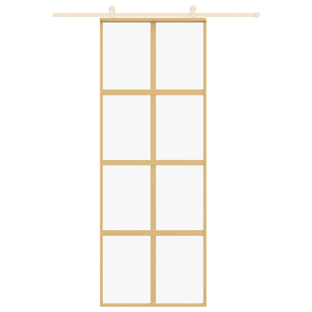 Sliding Door Gold 76x205 cm Clear ESG Glass and Aluminium