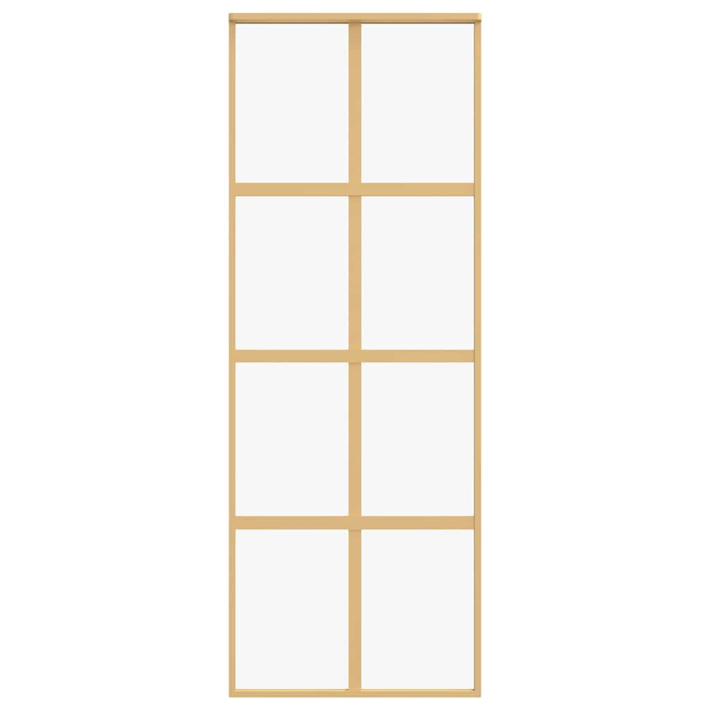 Sliding Door Gold 76x205 cm Clear ESG Glass and Aluminium