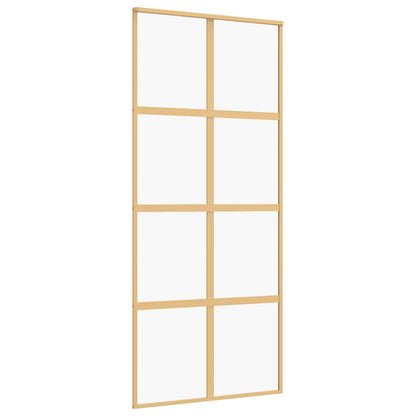 Sliding Door Gold 90x205 cm Clear ESG Glass and Aluminium
