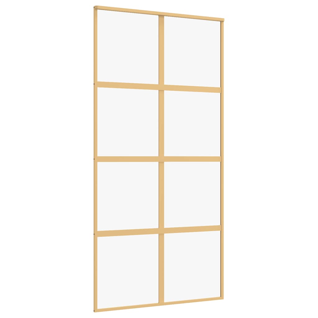 Sliding Door Gold 102.5x205 cm Clear ESG Glass and Aluminium