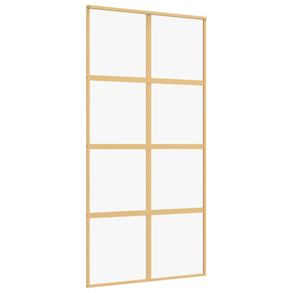 Sliding Door Gold 102.5x205 cm Clear ESG Glass and Aluminium