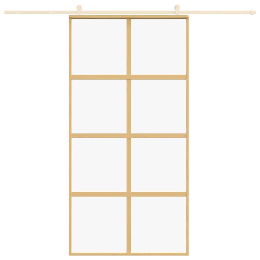 Sliding Door Gold 102.5x205 cm Clear ESG Glass and Aluminium