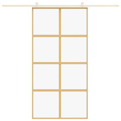 Sliding Door Gold 102.5x205 cm Clear ESG Glass and Aluminium