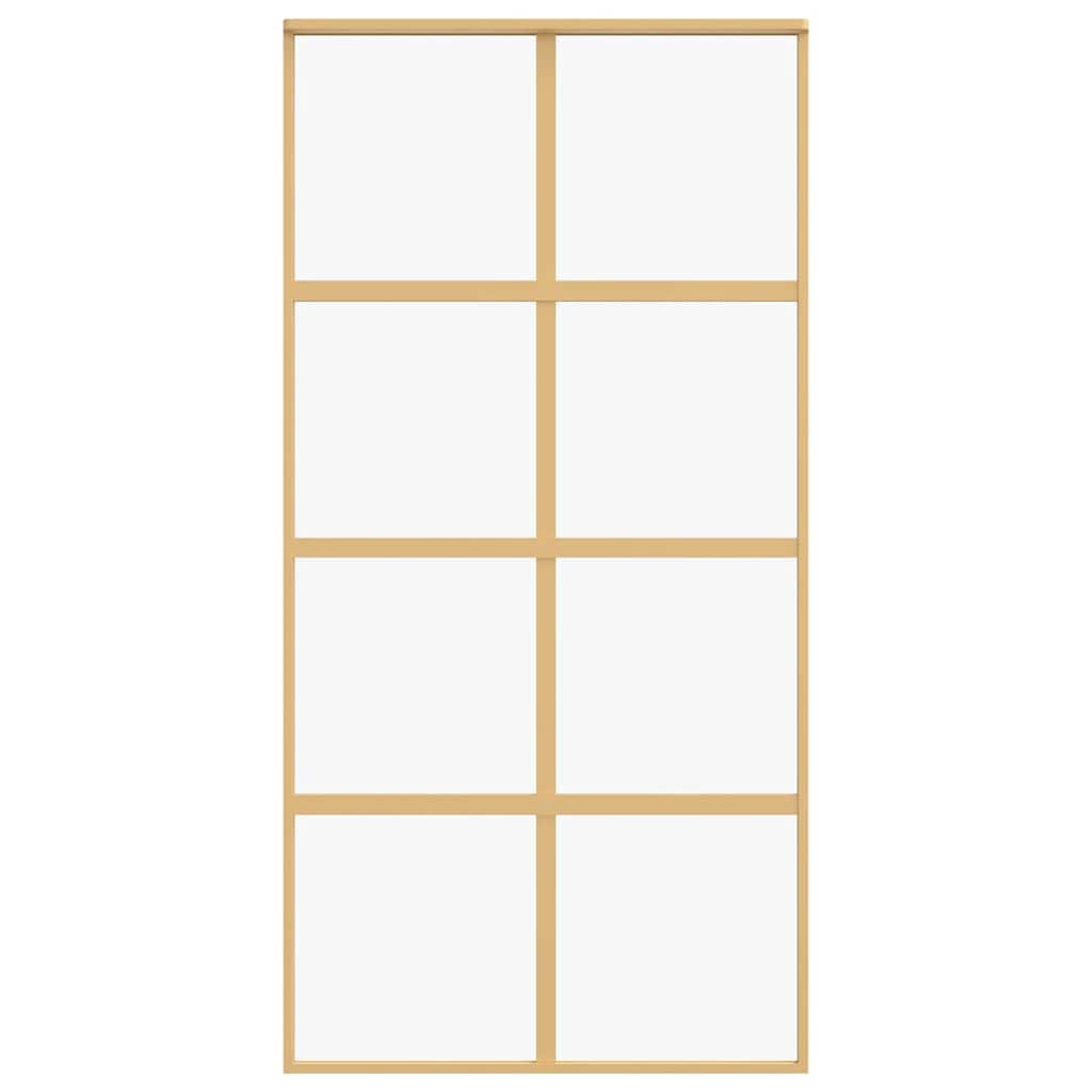 Sliding Door Gold 102.5x205 cm Clear ESG Glass and Aluminium