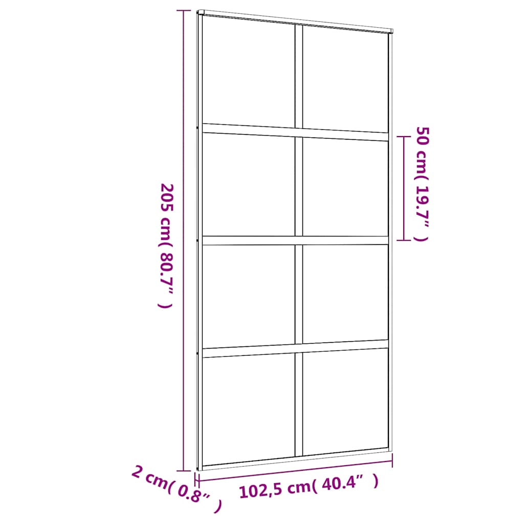 Sliding Door Gold 102.5x205 cm Clear ESG Glass and Aluminium